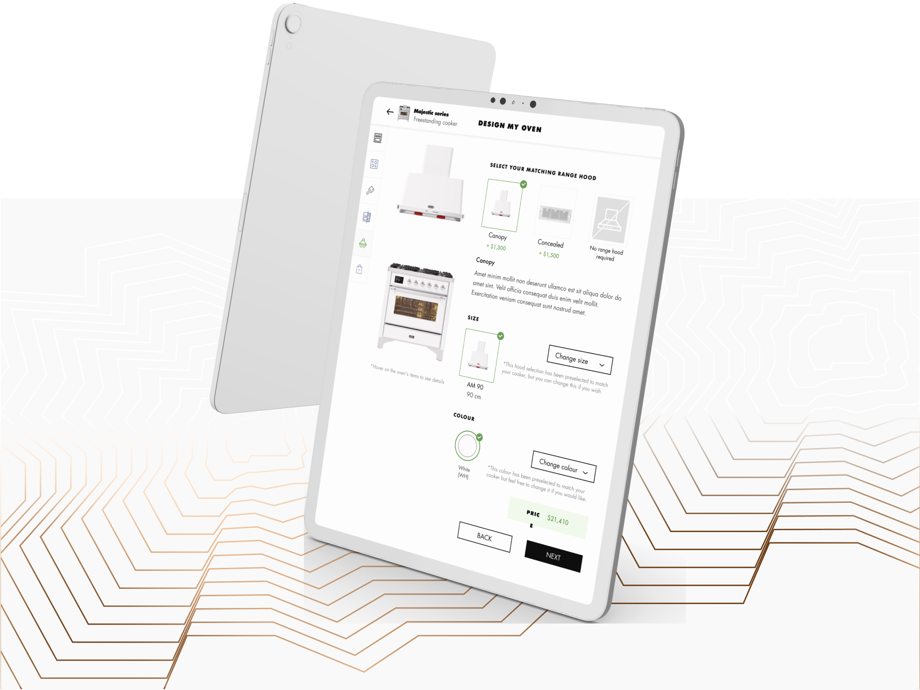 process of design our oven on the tablet