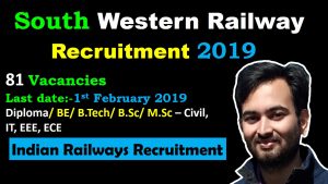 Read more about the article South Western Railway Recruitment 2019 | STA/ JTA | 81 Posts | Diploma/ BE/ B.Tech/ B.Sc/ M.Sc – Civil, IT, EEE, ECE | Across India